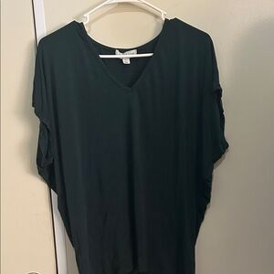 Amour Vert Dark Green V-Neck Blouse